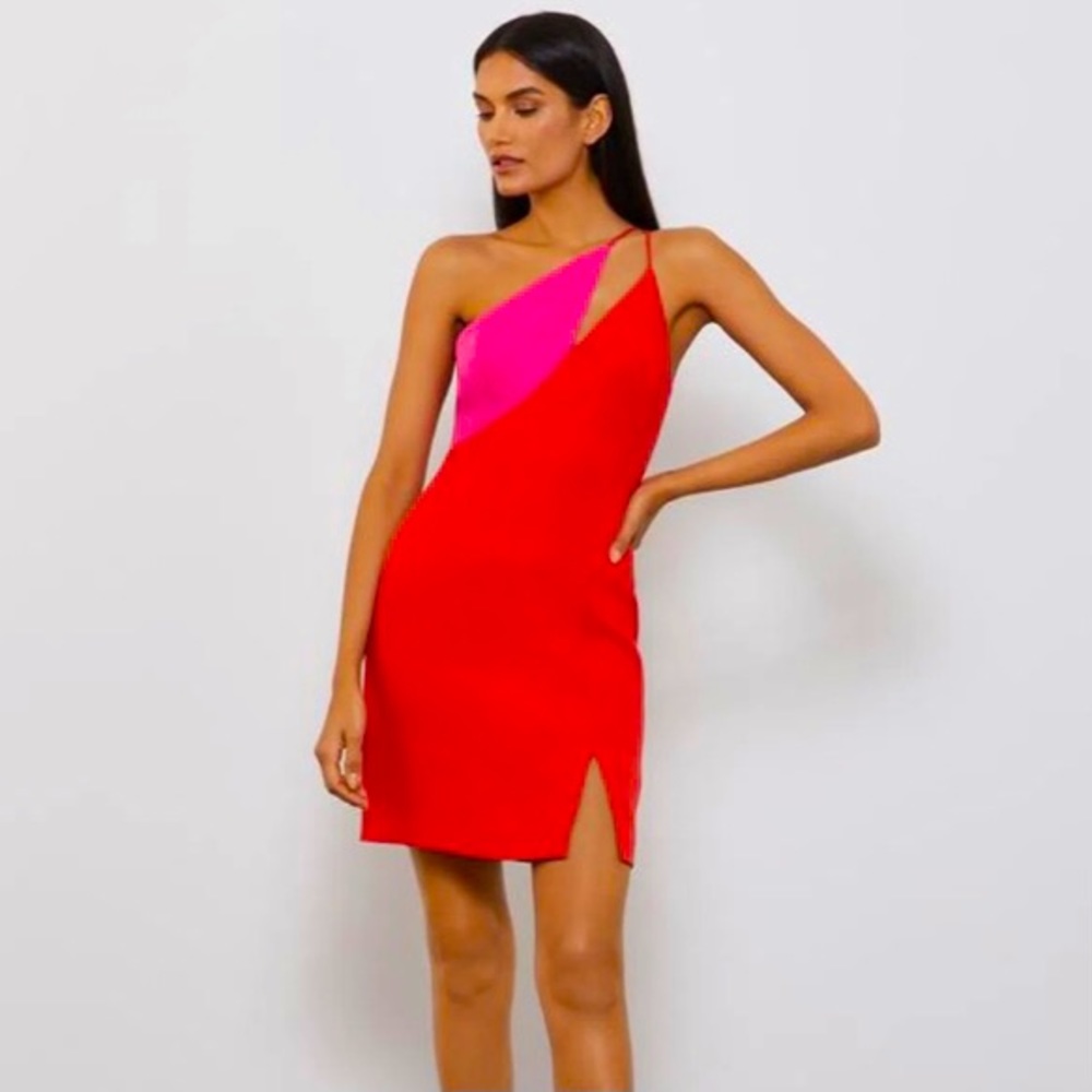 BCBGMAXAZRIA ONE-SHOULDER COCKTAIL DRESS Sz16